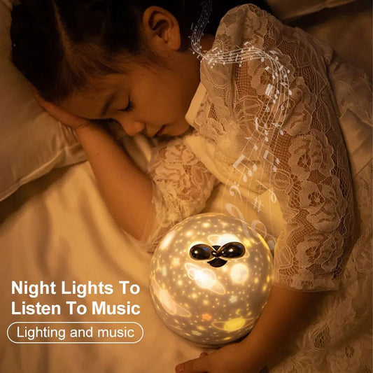Music Projector Night Light With BT Speaker Chargeable Universe Starry Sky Rotate LED Lamp Colorful Flashing Star Kids Baby Gift - LUCKY COLLECTION