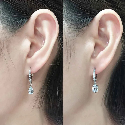 Huitan Delicate Pear CZ Drop Earrings Women Crystal High Quality Versatile.