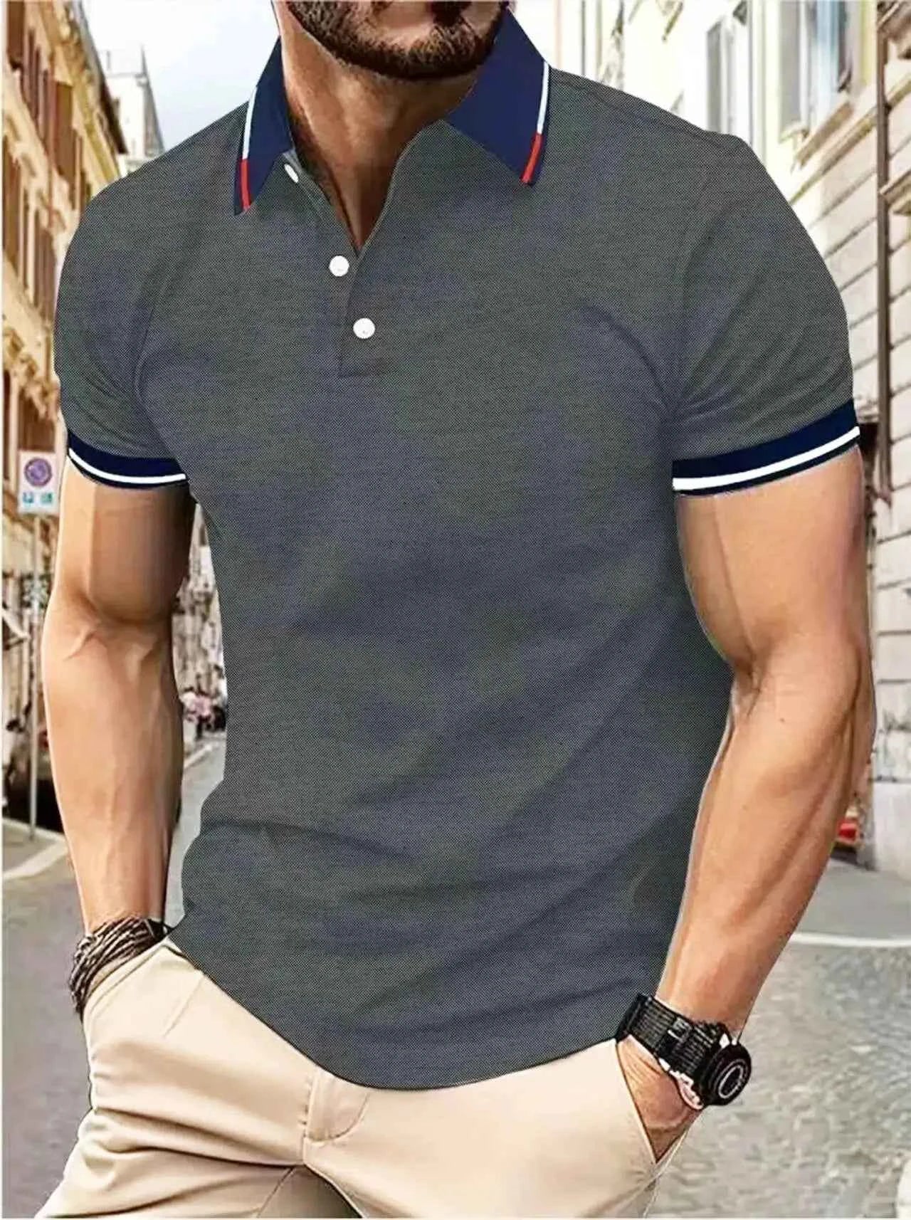 Classic Lapel Button-Down T-Shirt – Smart Casual Everyday Look