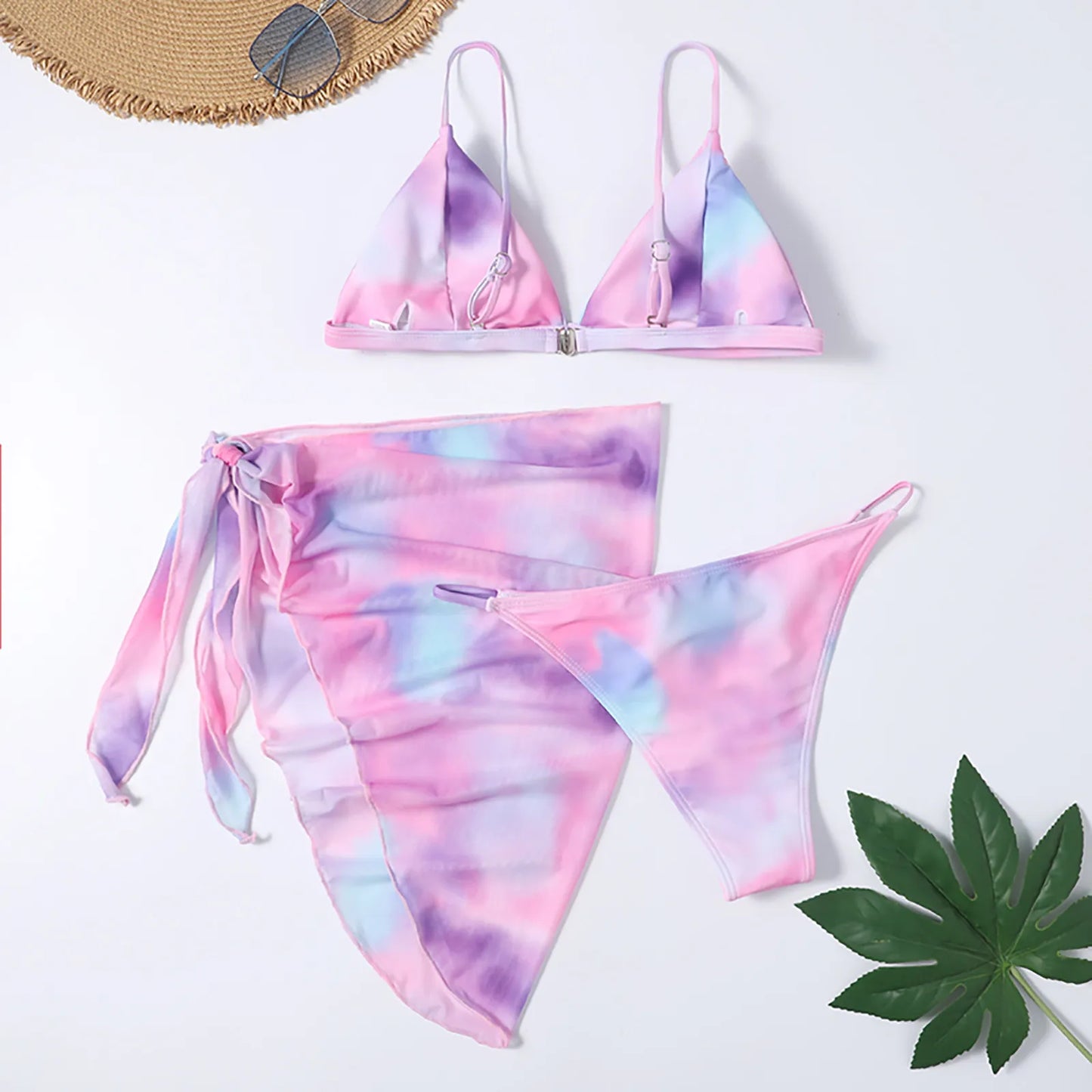 Cute Bikini Tops Swimsuits For Woman Bikini Mesh Style Skirt Women'S Waist High Three-Piece.