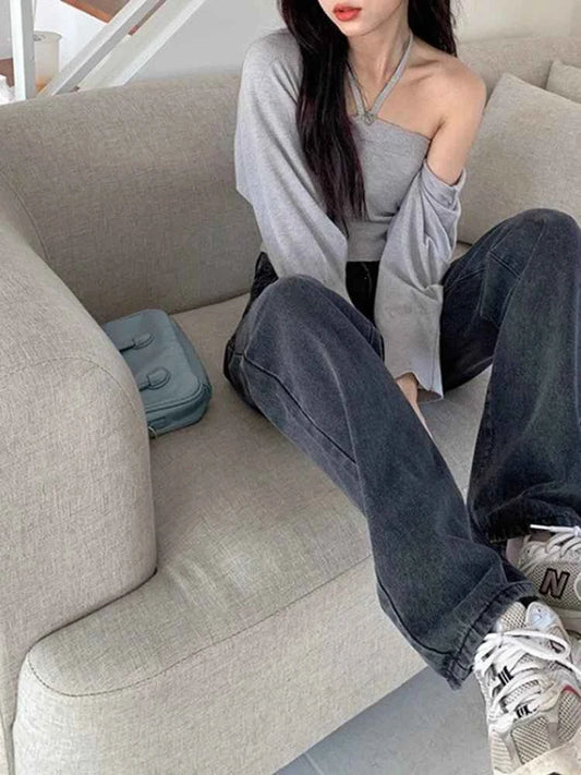 High-Waist Fleece-Lined Wide-Leg Jeans – Ultimate Comfort