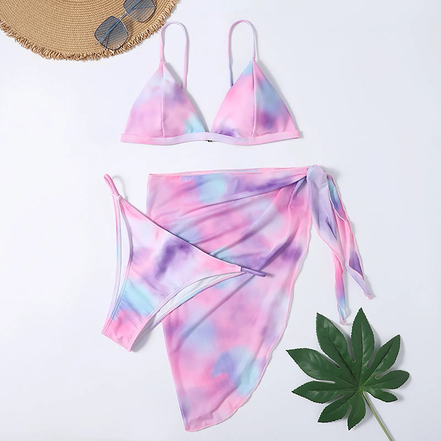 Cute Bikini Tops Swimsuits For Woman Bikini Mesh Style Skirt Women'S Waist High Three-Piece.