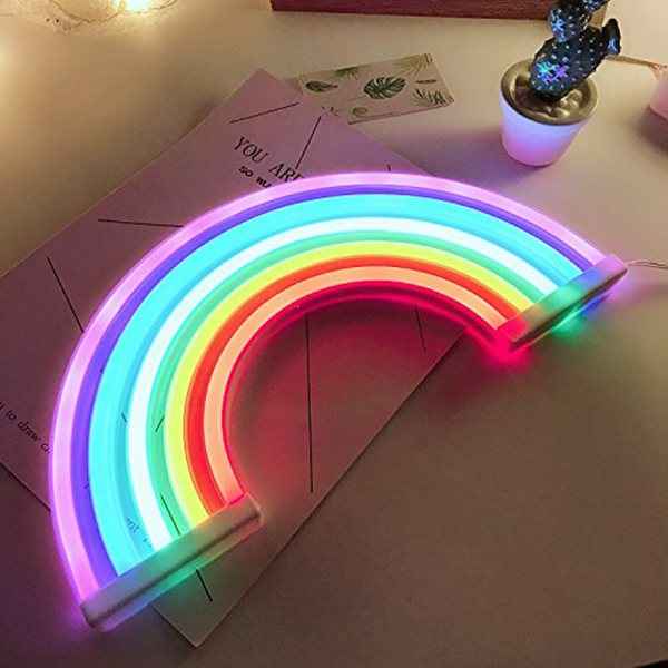 Cute Rainbow Neon Sign LED Rainbow Light Lamp for Dorm Decor Rainbow Decor Neon Lamp Wall Decor Christmas Neon Bulb Tube