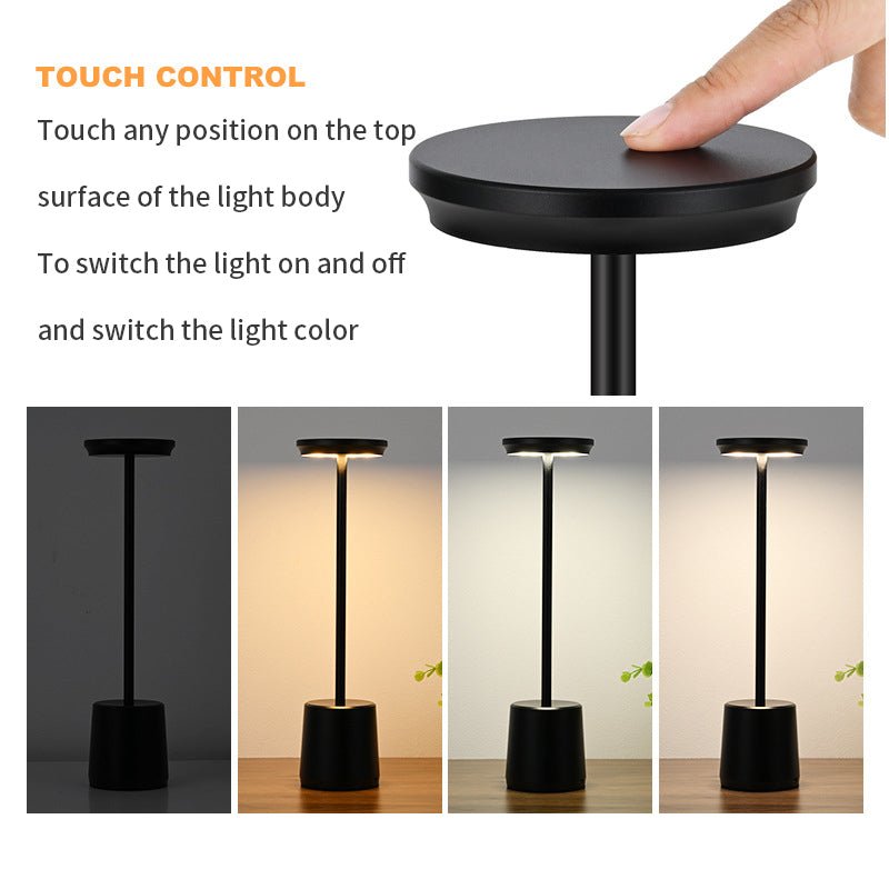 Rechargeable Wireless Bedroom Bedside Decoration Simple Metal Touch Led Table Lamp Creative Atmosphere Bar Lamp - LUCKY COLLECTION