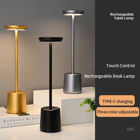 Rechargeable Wireless Bedroom Bedside Decoration Simple Metal Touch Led Table Lamp Creative Atmosphere Bar Lamp - LUCKY COLLECTION