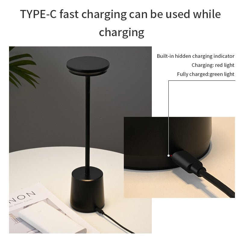 Rechargeable Wireless Bedroom Bedside Decoration Simple Metal Touch Led Table Lamp Creative Atmosphere Bar Lamp - LUCKY COLLECTION