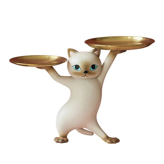 Animal ornaments enchanting cat tray storage living room foyer desktop home decoration ornaments resin - LUCKY COLLECTION