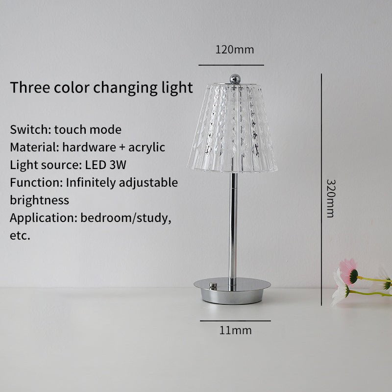 Modern Simple Metal Crystal Table Lamp Touch Bedroom Bedside Creative Atmosphere Bar Romantic Diamond Lamp - LUCKY COLLECTION