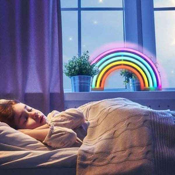 Cute Rainbow Neon Sign LED Rainbow Light Lamp for Dorm Decor Rainbow Decor Neon Lamp Wall Decor Christmas Neon Bulb Tube