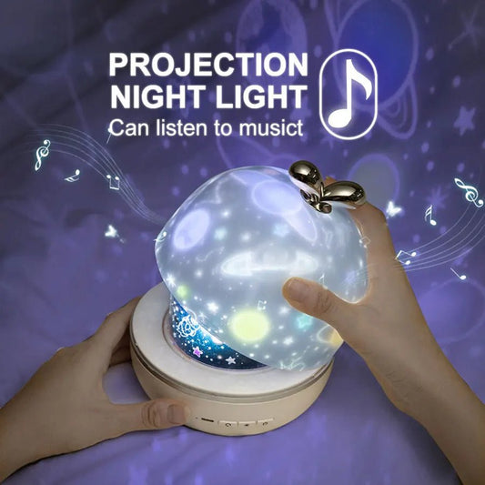 Music Projector Night Light With BT Speaker Chargeable Universe Starry Sky Rotate LED Lamp Colorful Flashing Star Kids Baby Gift - LUCKY COLLECTION