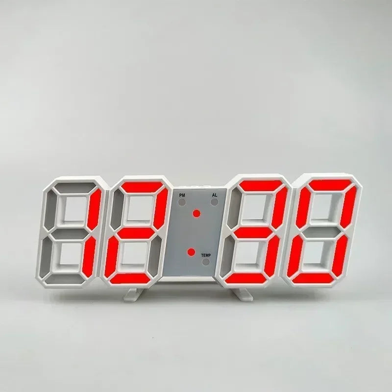 3D LED Digital Alarm Clock Wall Clock Times Date Temperature Suitable for Home Kitchen Clock Decoration Clocks Decor Garden - LUCKY COLLECTION