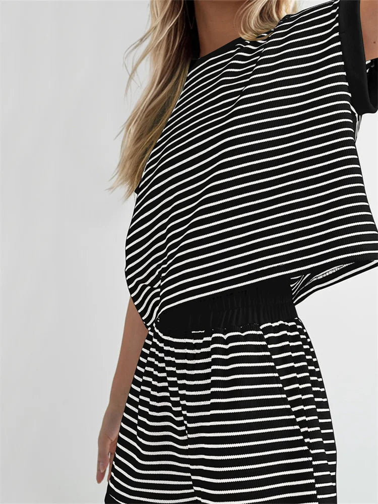 Striped Knitted Shorts Set – Perfect Summer Streetwear - LUCKY COLLECTION