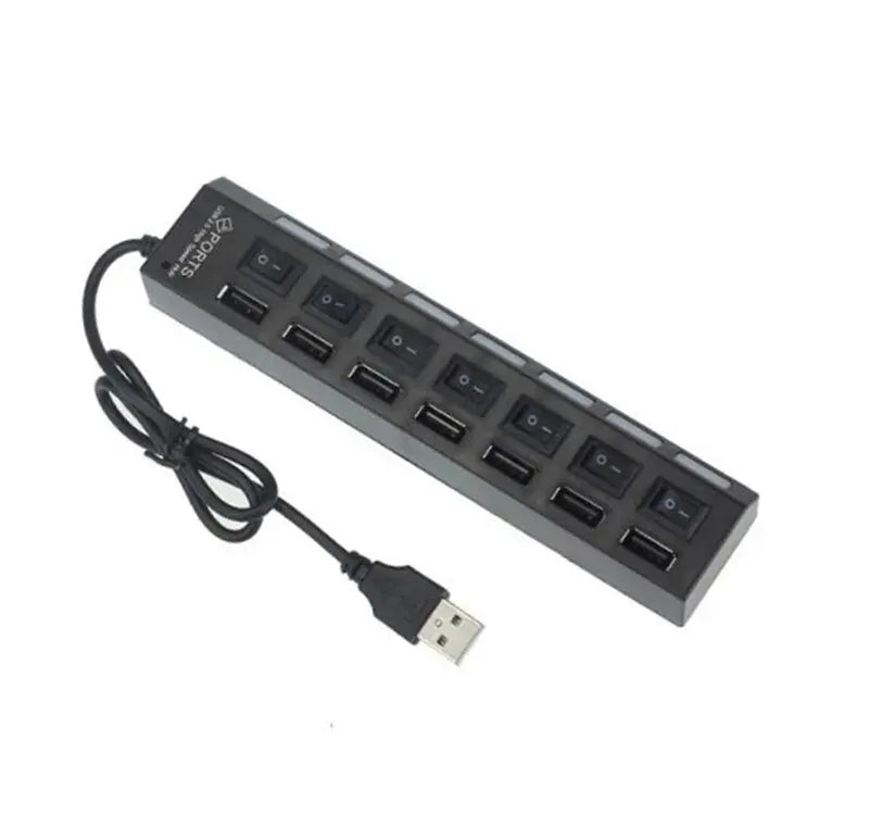 Switch Extension Hub 7-port USB2.0 Hub Computer USB Extension Hub One Drag Seven USB2.0 Splitter PC Laptop Desktop - LUCKY COLLECTION