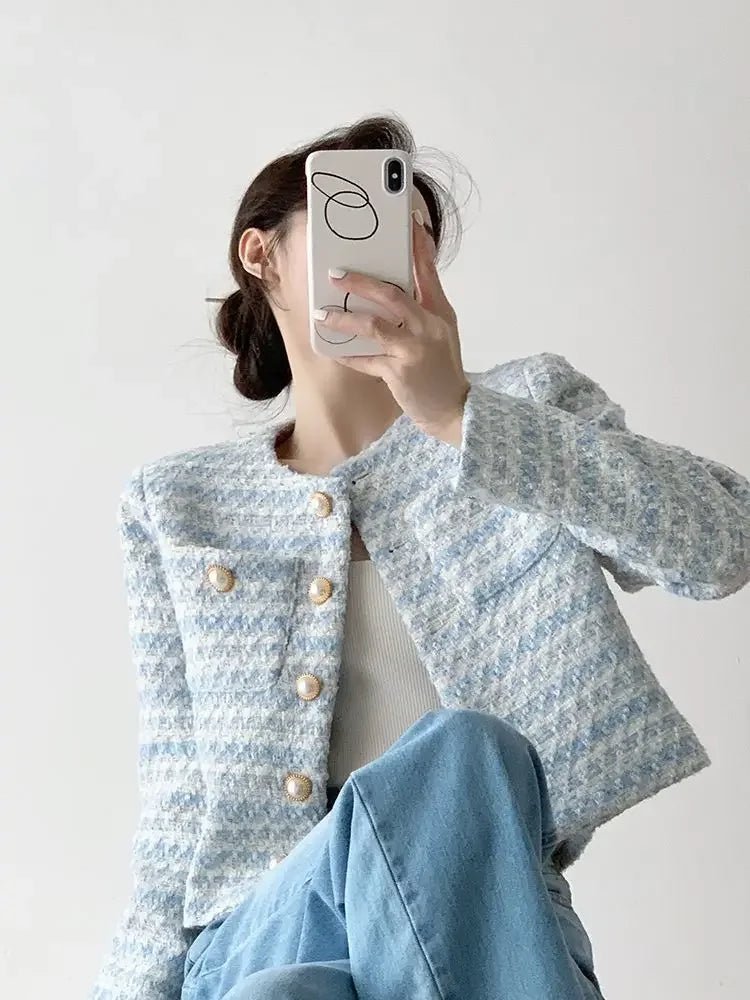 Elegant Tweed Short Coat – Parisian Chic in a Jacket - LUCKY COLLECTION
