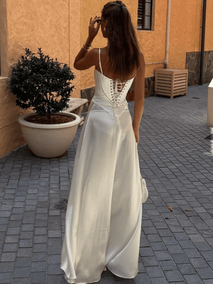 Lace - Up Maxi Dress – Beachy Vibes & Evening Glam - LUCKY COLLECTION