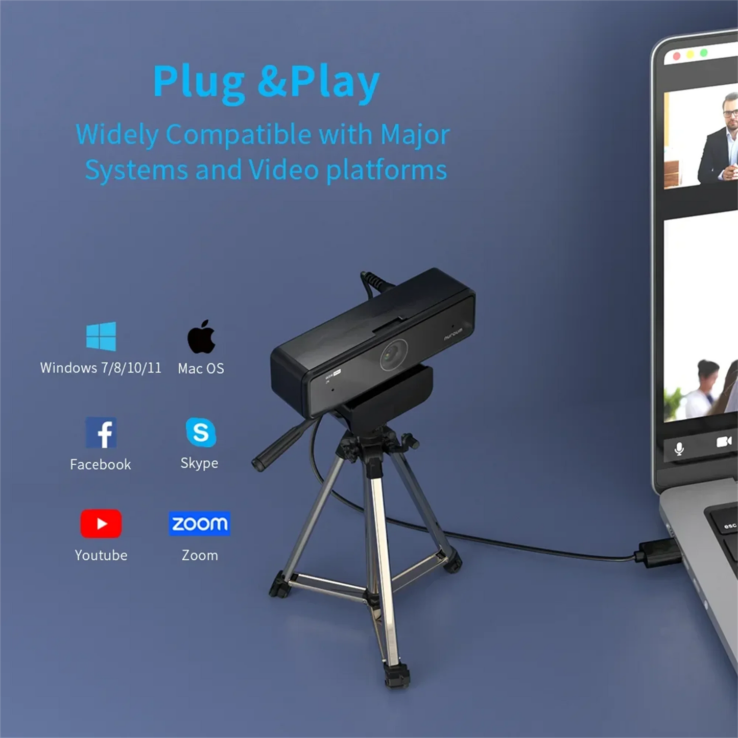 V11 2K Webcam for PC, 1080P 60FPS FHD 90° Web Camera with Microphone&Privacy Cover,USB Plug&Play for Mac/Laptop/Desktop/Computer - LUCKY COLLECTION