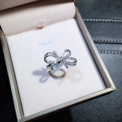 Huitan Romantic Bow Shape Cubic Zirconia Wedding Bands Rings for Women. - LUCKY COLLECTION