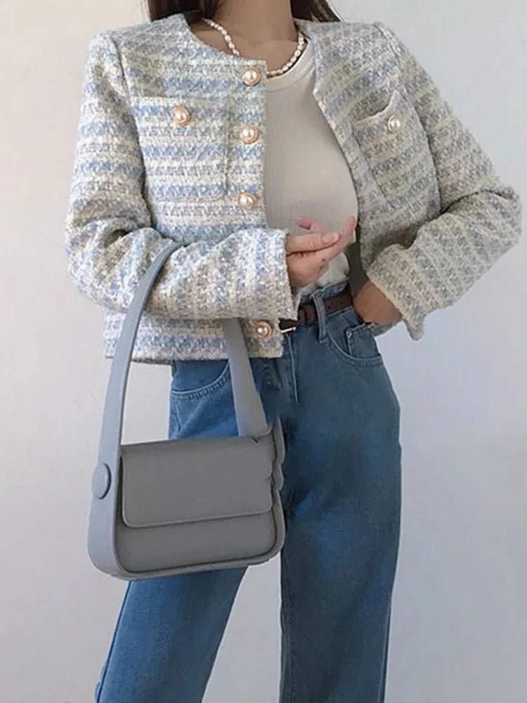 Elegant Tweed Short Coat – Parisian Chic in a Jacket - LUCKY COLLECTION