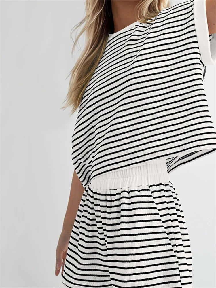 Striped Knitted Shorts Set – Perfect Summer Streetwear - LUCKY COLLECTION