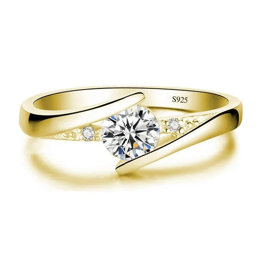 "Elegant Vintage Yellow Gold Zircon Engagement Ring – Timeless Wedding Jewelry for Women" LUCKY COLLECTION Gold Color 11 