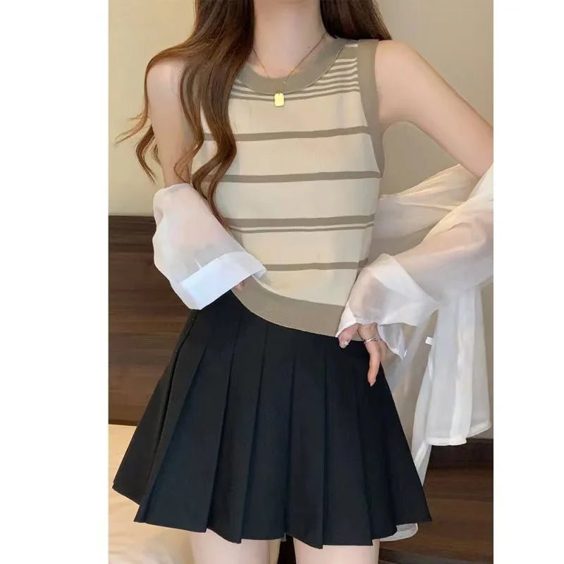 Striped Knit Sleeveless Tank – A Versatile Layer - LUCKY COLLECTION