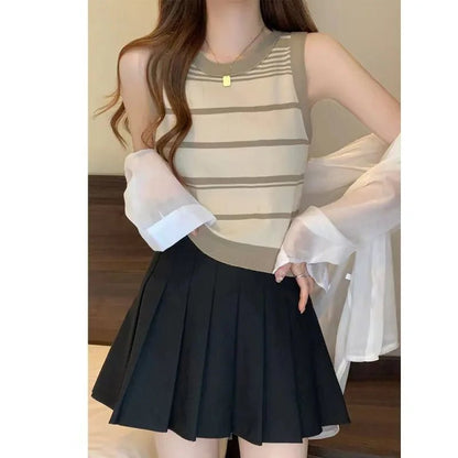 Striped Knit Sleeveless Tank – A Versatile Layer - LUCKY COLLECTION