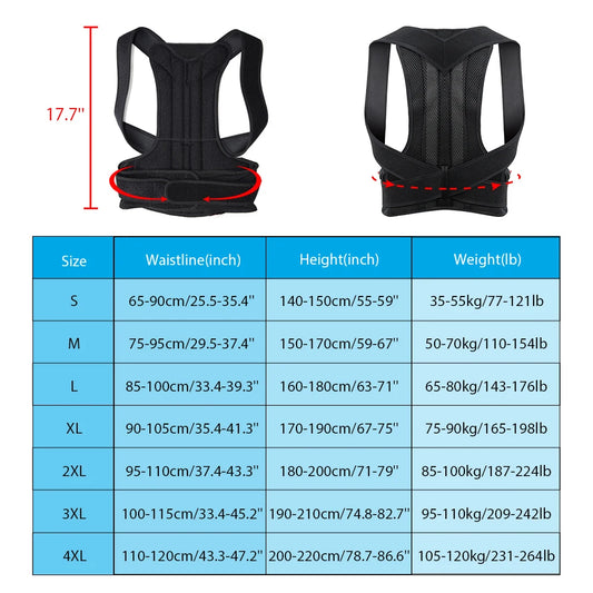 Back Brace Posture Corrector for Women & Men, Adjustable Back Lumbar Support Belt Shoulder Posture Support for Improve Scoliosis - LUCKY COLLECTION