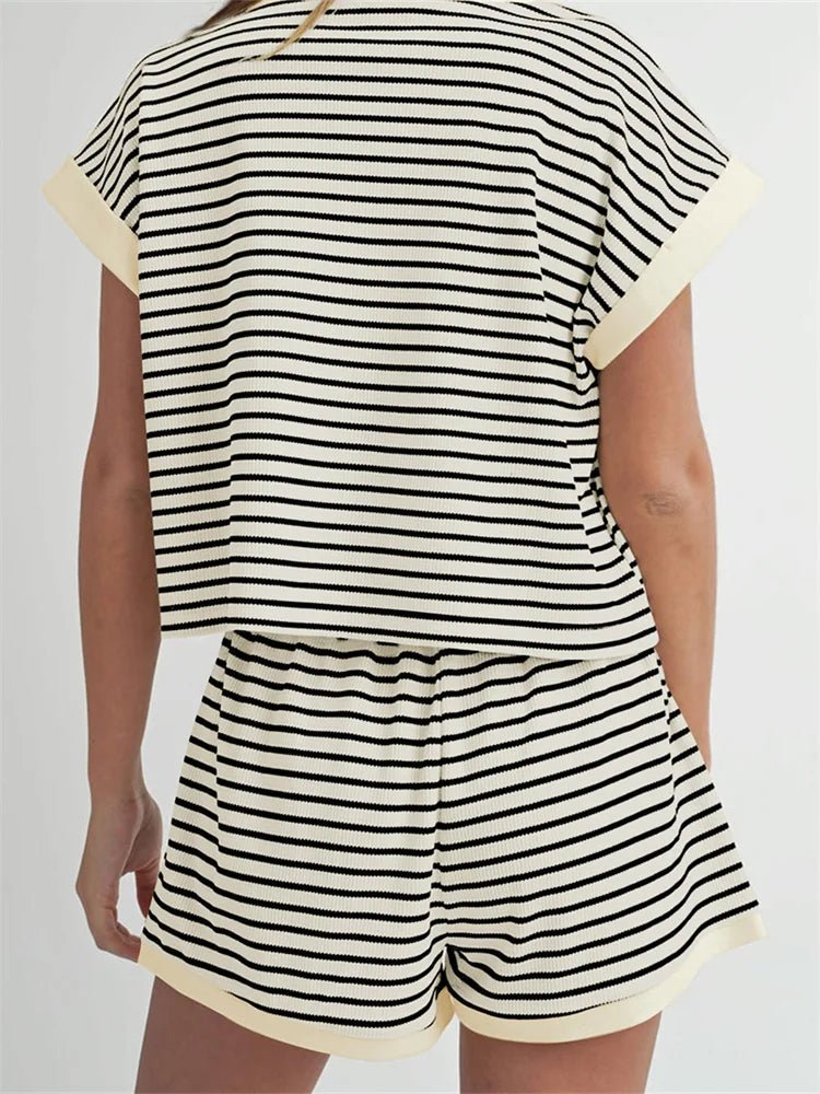 Striped Knitted Shorts Set – Perfect Summer Streetwear - LUCKY COLLECTION