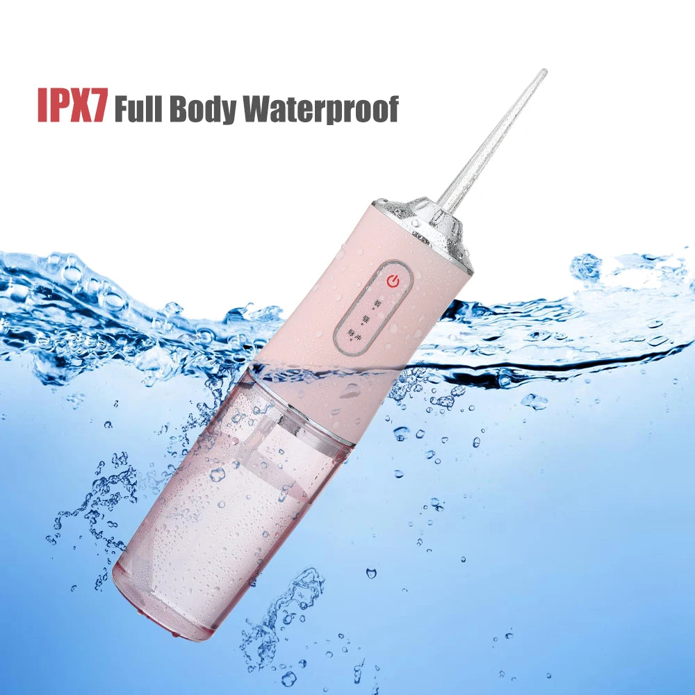 Oral Irrigator Portable Dental Water Flosser USB Rechargeable Water Jet Floss Tooth Pick 4 Jet Tip 220ml 3 Modes IPX7 1400rpm - LUCKY COLLECTION