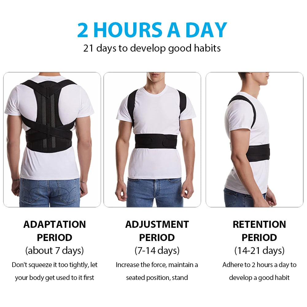 Back Brace Posture Corrector for Women & Men, Adjustable Back Lumbar Support Belt Shoulder Posture Support for Improve Scoliosis - LUCKY COLLECTION