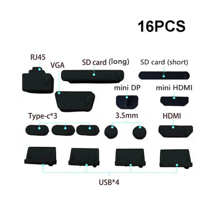 16Pcs Universal Anti Dustproof Notebook Port Plug Silicone Protector USB Elastic Laptop Computer Cover Stopper - LUCKY COLLECTION