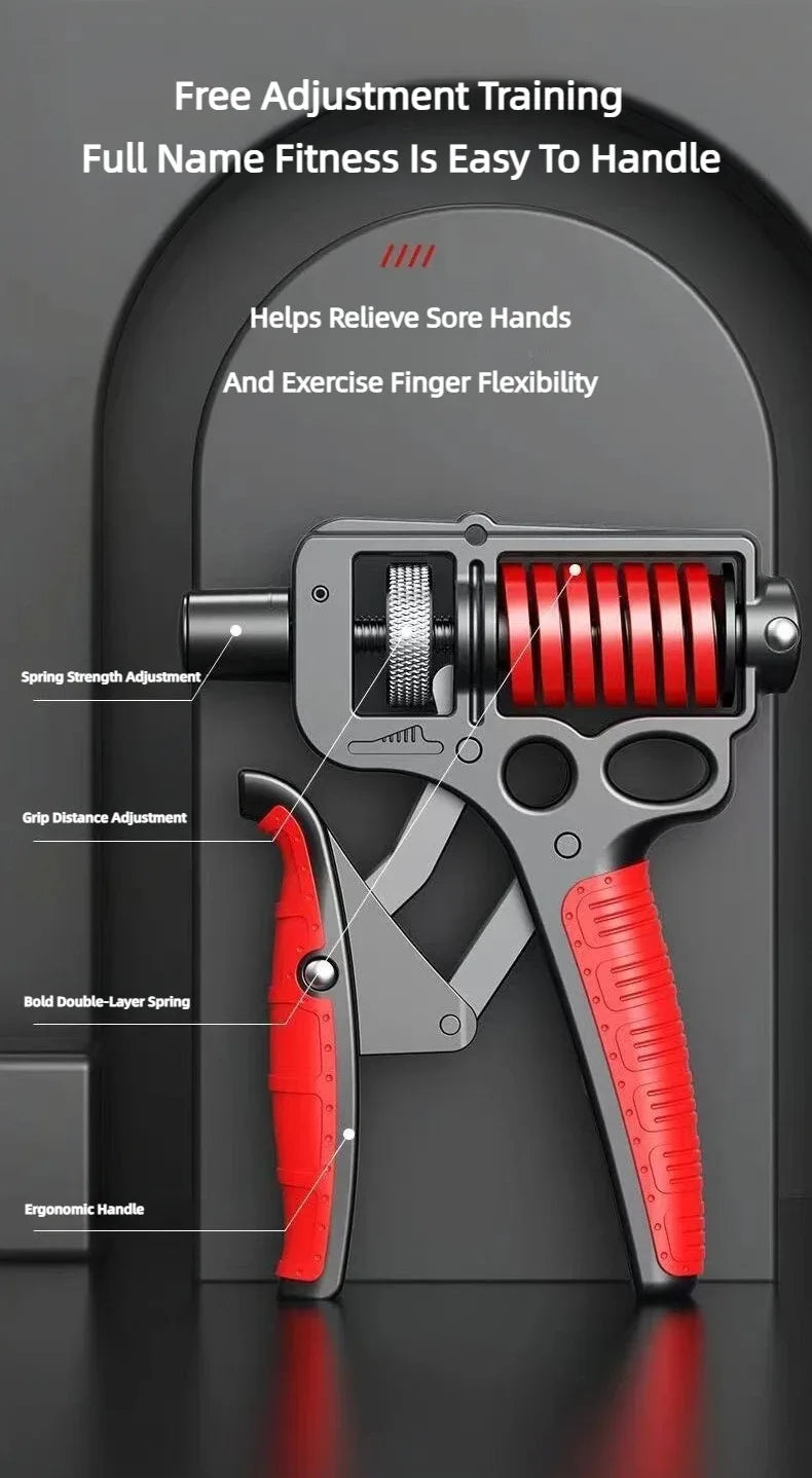 5-165Kg Adjustable Heavy Hand Grip Exercise Strengthener Gripper Finger Expander Arm Wrist Forearm Trainers Fitness Steel Spring - LUCKY COLLECTION