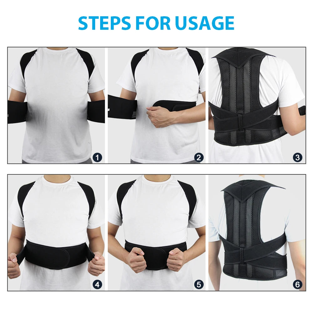 Back Brace Posture Corrector for Women & Men, Adjustable Back Lumbar Support Belt Shoulder Posture Support for Improve Scoliosis - LUCKY COLLECTION