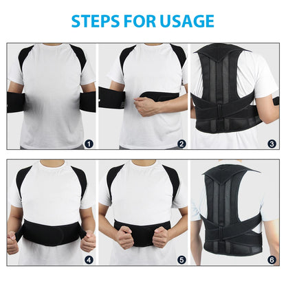 Back Brace Posture Corrector for Women & Men, Adjustable Back Lumbar Support Belt Shoulder Posture Support for Improve Scoliosis - LUCKY COLLECTION