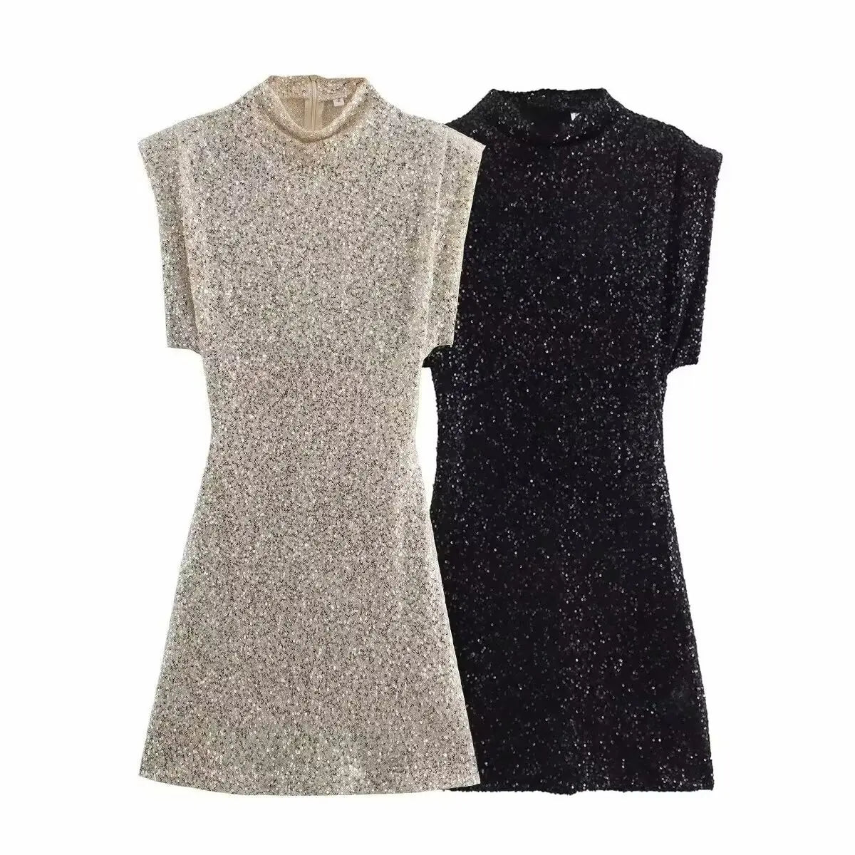 Glamorous Sequin High Waist Dress – Sleeveless Slim Party Look for Effortless Elegance - LUCKY COLLECTION