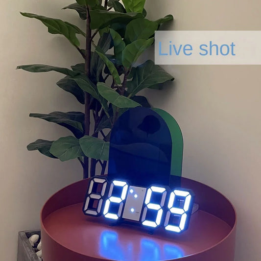 3D LED Digital Alarm Clock Wall Clock Times Date Temperature Suitable for Home Kitchen Clock Decoration Clocks Decor Garden - LUCKY COLLECTION