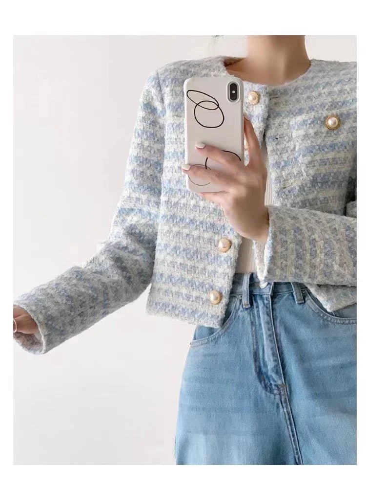 Elegant Tweed Short Coat – Parisian Chic in a Jacket - LUCKY COLLECTION