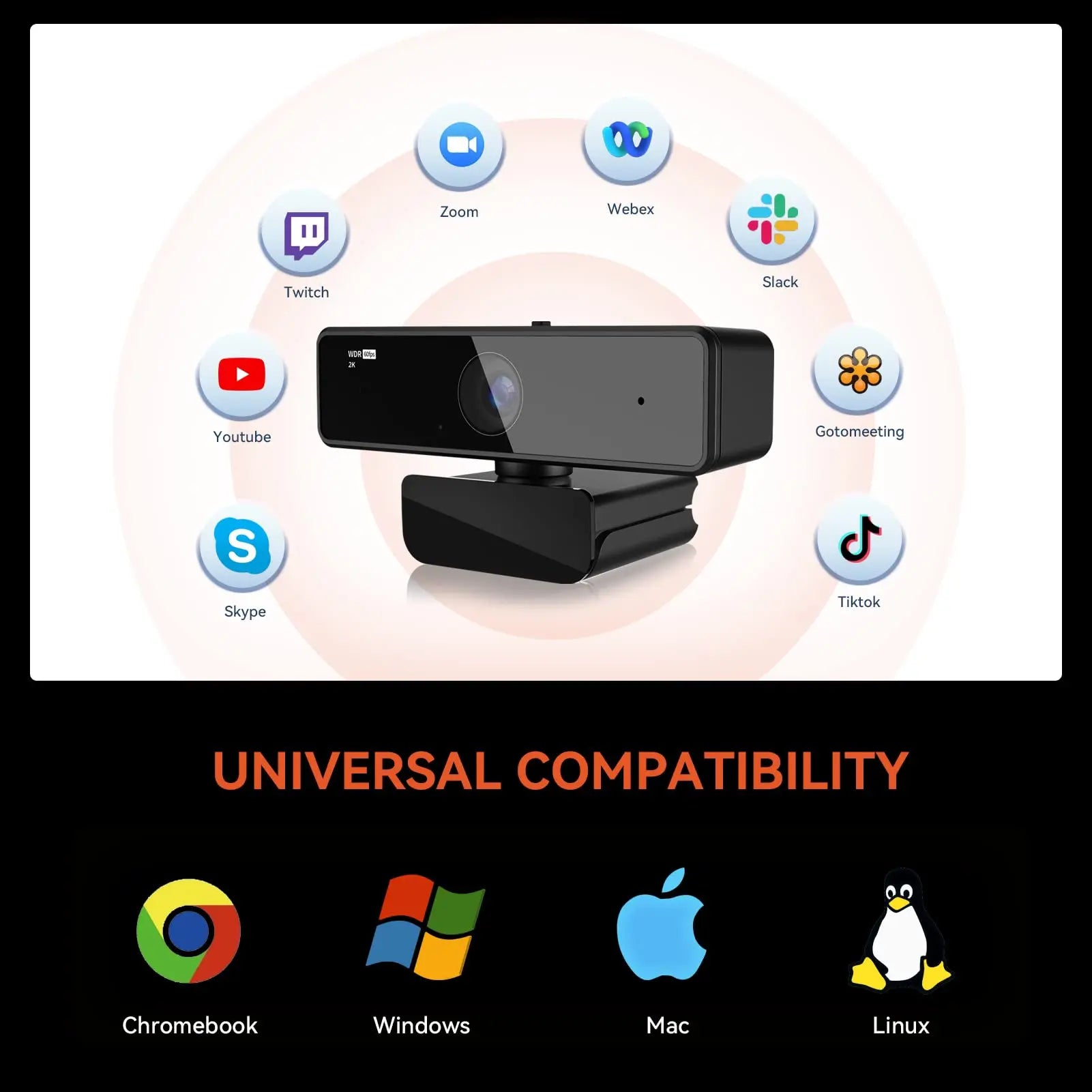 V11 2K Webcam for PC, 1080P 60FPS FHD 90° Web Camera with Microphone&Privacy Cover,USB Plug&Play for Mac/Laptop/Desktop/Computer - LUCKY COLLECTION