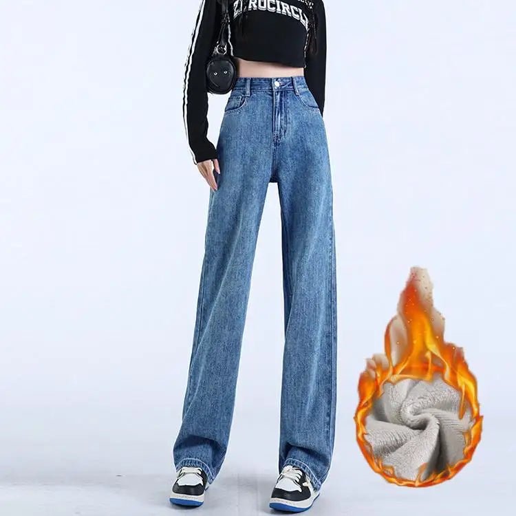 High - Waist Fleece - Lined Wide - Leg Jeans – Ultimate Comfort - LUCKY COLLECTION