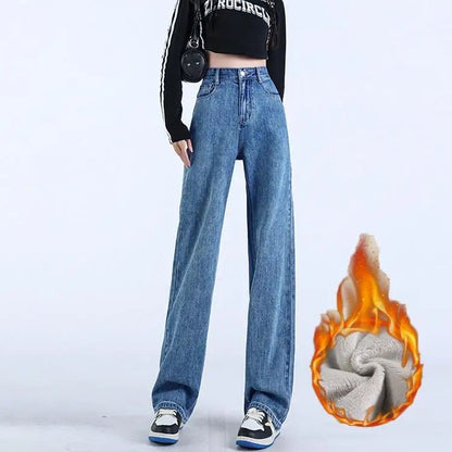 High - Waist Fleece - Lined Wide - Leg Jeans – Ultimate Comfort - LUCKY COLLECTION
