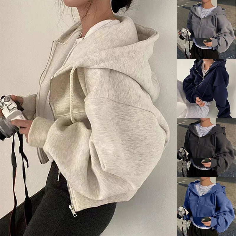 Cropped Fleece - Lined Hoodie – Cozy Yet Stylish - LUCKY COLLECTION