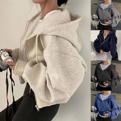 Cropped Fleece - Lined Hoodie – Cozy Yet Stylish - LUCKY COLLECTION