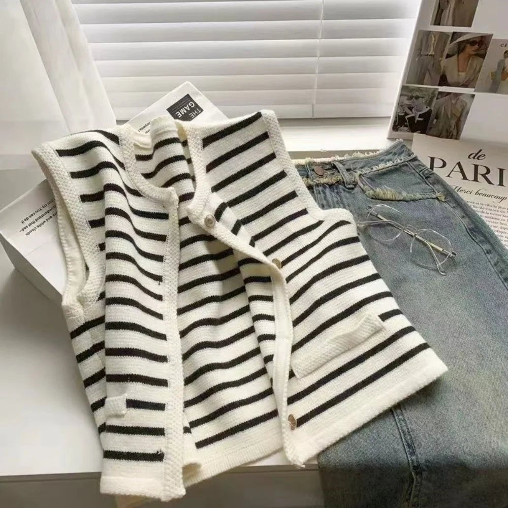 Korean Chic Knit Vest – Office to Casual Wear - LUCKY COLLECTION
