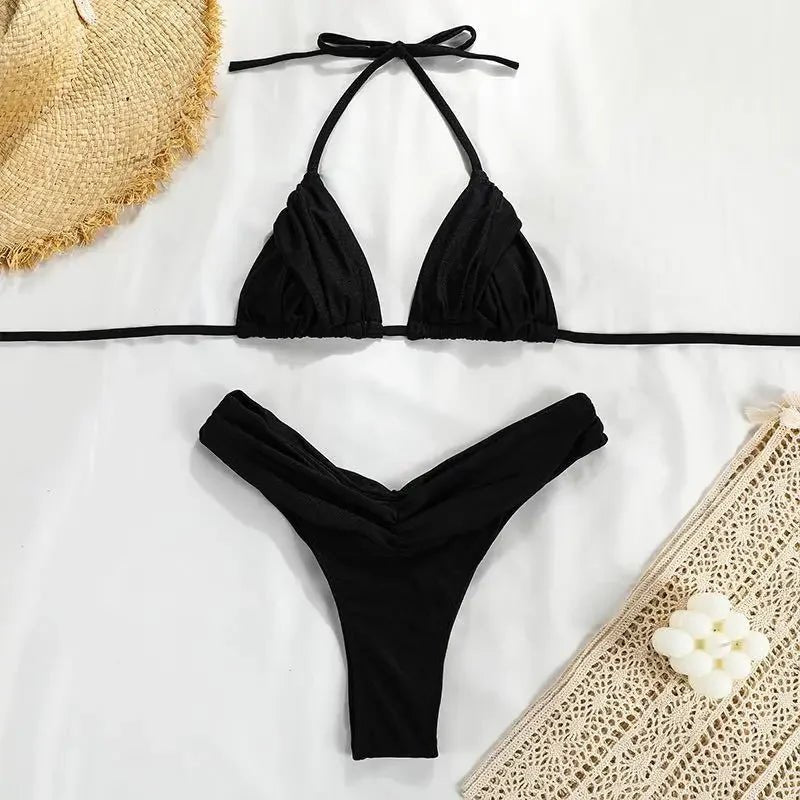 Bandage Bikinis Set Sexy Bikini Sets Solid Swimsuit Women Beachwear 2025 - LUCKY COLLECTION