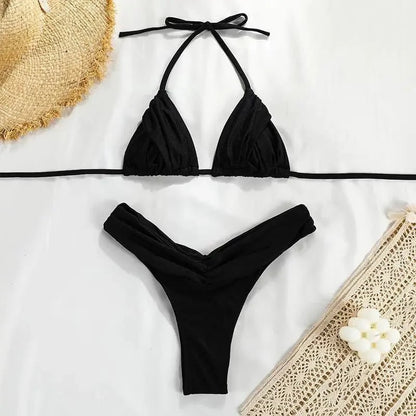Bandage Bikinis Set Sexy Bikini Sets Solid Swimsuit Women Beachwear 2025 - LUCKY COLLECTION