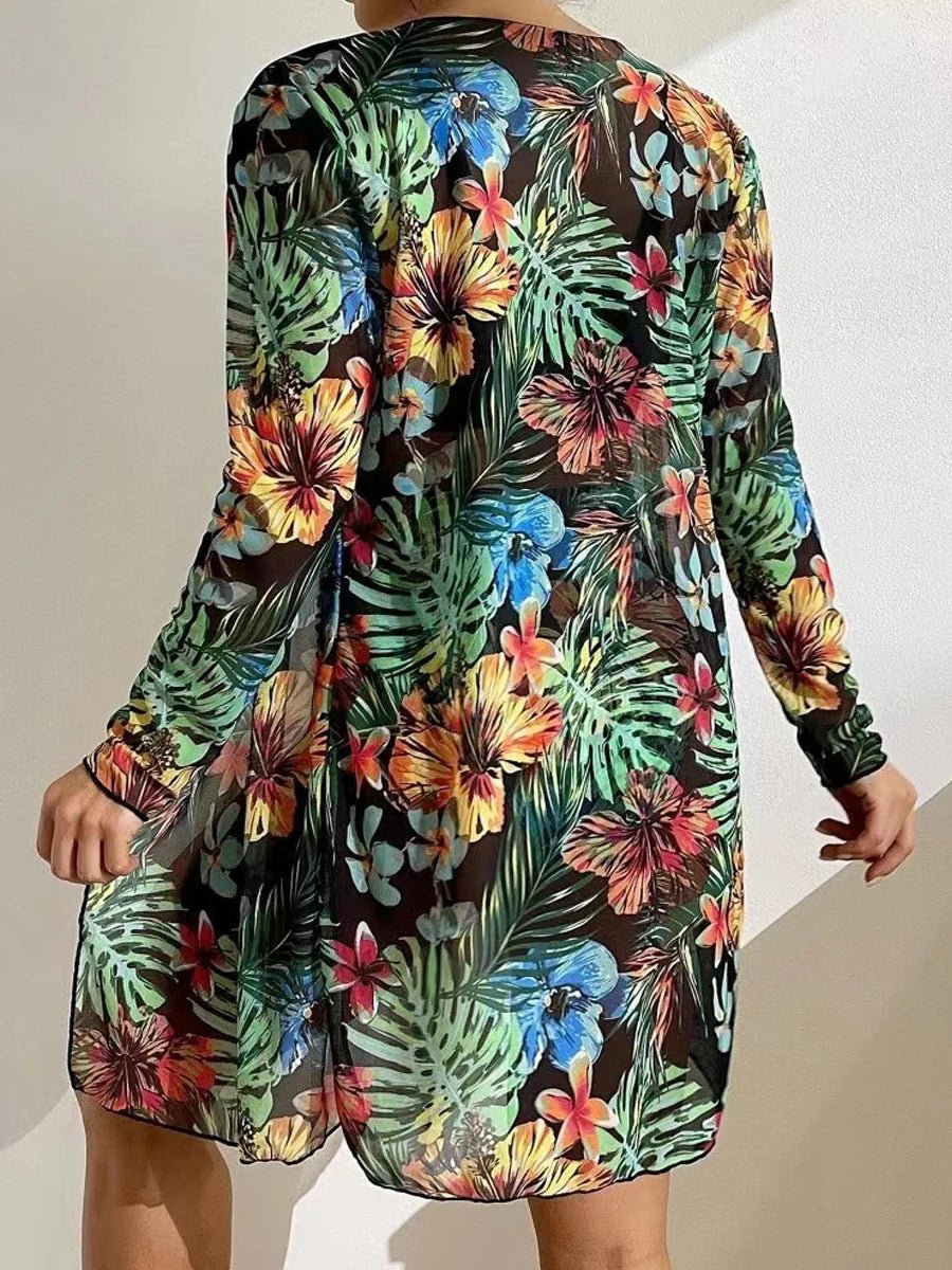 Sexy 3 Piece Bikini Set 2023 Women Cover Up Swimwear Female Tropical Printed Swimsuit. - LUCKY COLLECTION
