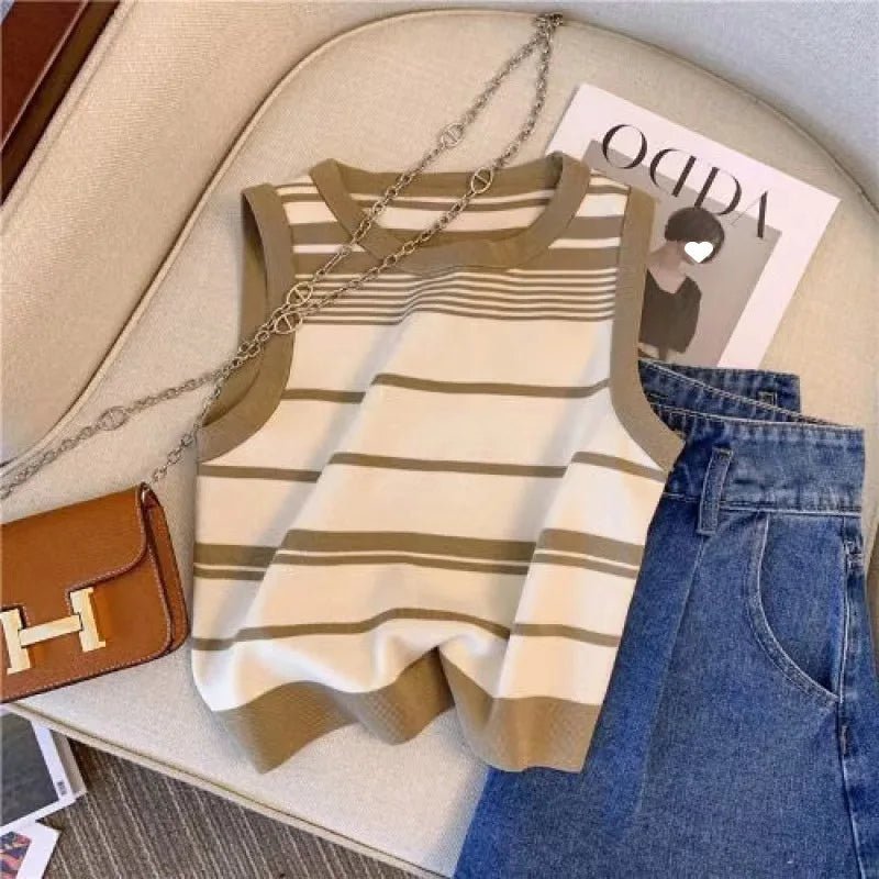 Striped Knit Sleeveless Tank – A Versatile Layer - LUCKY COLLECTION