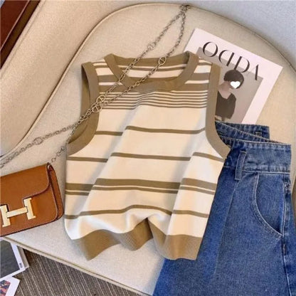 Striped Knit Sleeveless Tank – A Versatile Layer - LUCKY COLLECTION