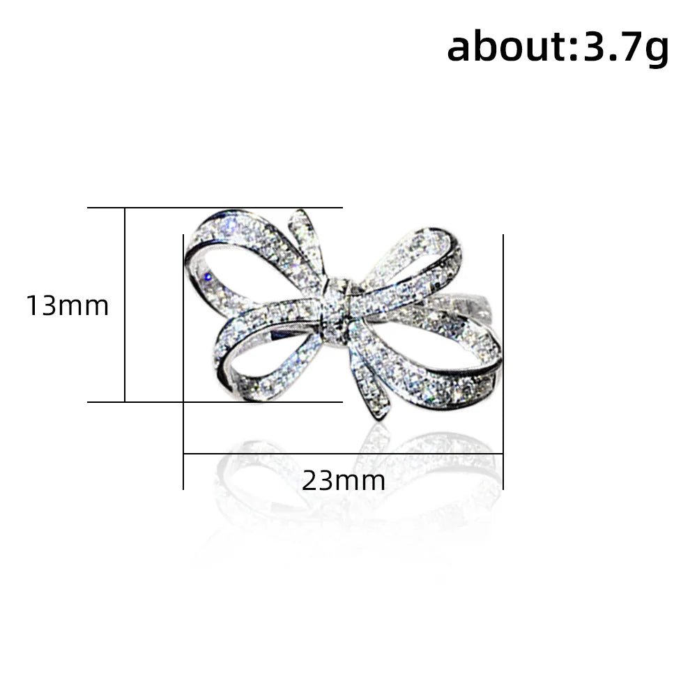 Huitan Romantic Bow Shape Cubic Zirconia Wedding Bands Rings for Women. - LUCKY COLLECTION