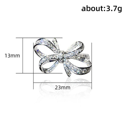 Huitan Romantic Bow Shape Cubic Zirconia Wedding Bands Rings for Women. - LUCKY COLLECTION